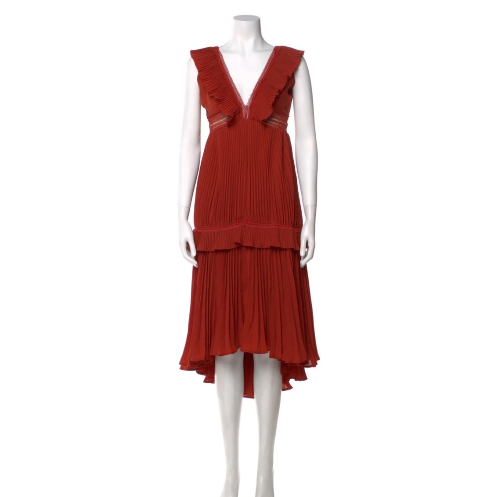 SELF PORTRAIT Calla Plissé Flounce Dress US Size 6